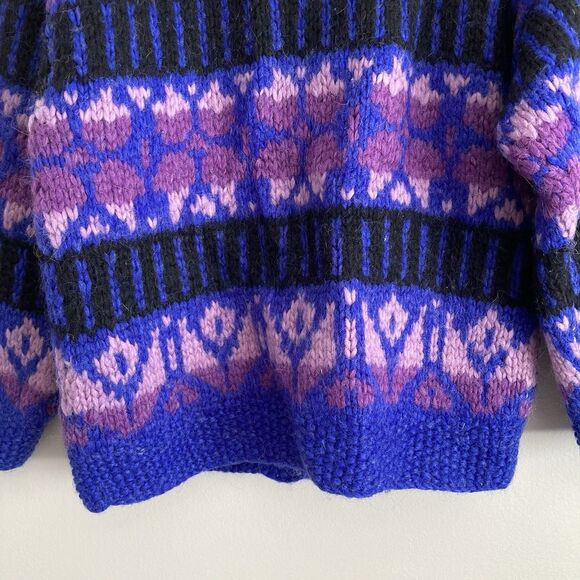 Icelandic Design Womens Vintage Cardigan Sweater 100% Wool Size Small Purple - Picture 8 of 10